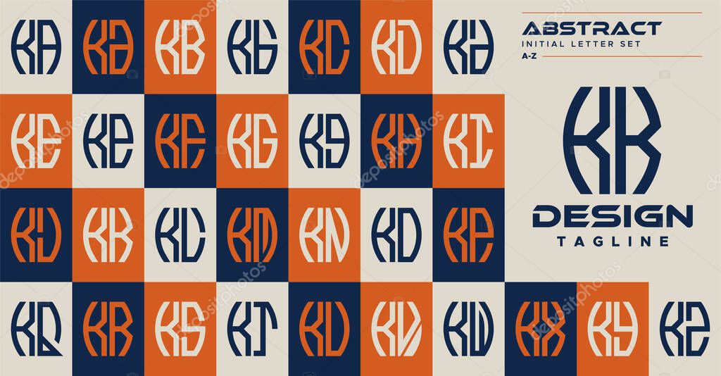 Set of simple abstract curve shape letter K KK logo design