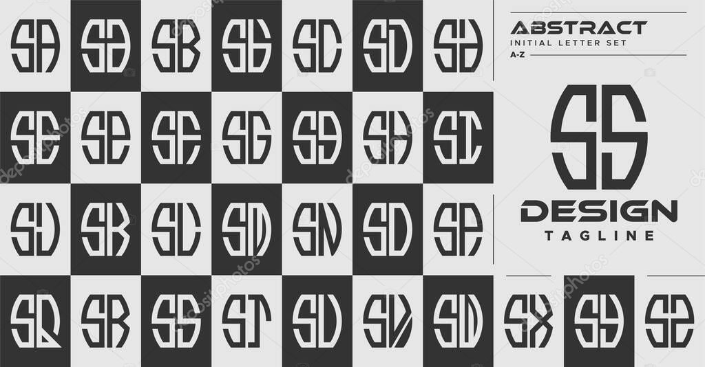 Modern line abstract shape S SS letter logo design set