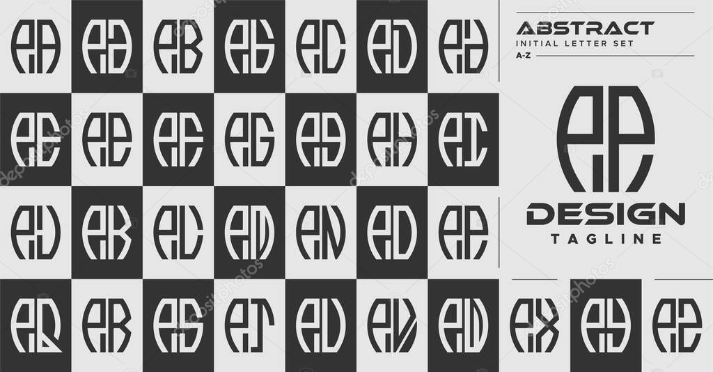 Modern line abstract shape P PP letter logo design set