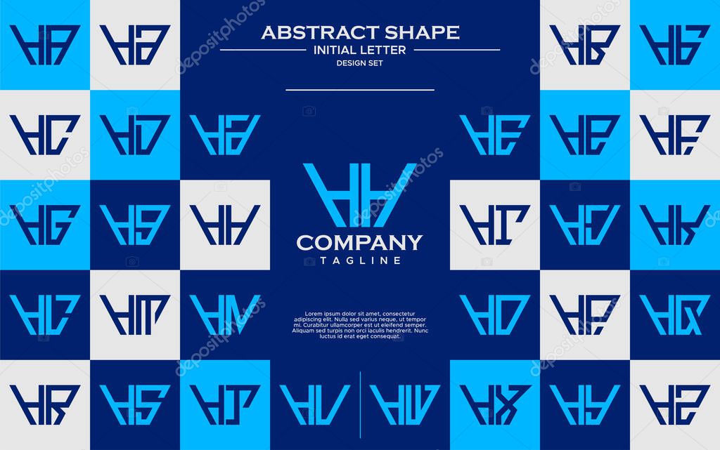 Modern line abstract trapezium letter H HH logo design set.