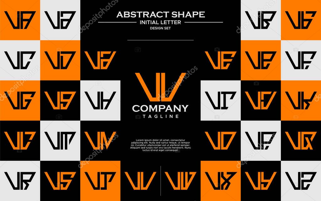 Set of simple trapezoid shape letter V VV logo design
