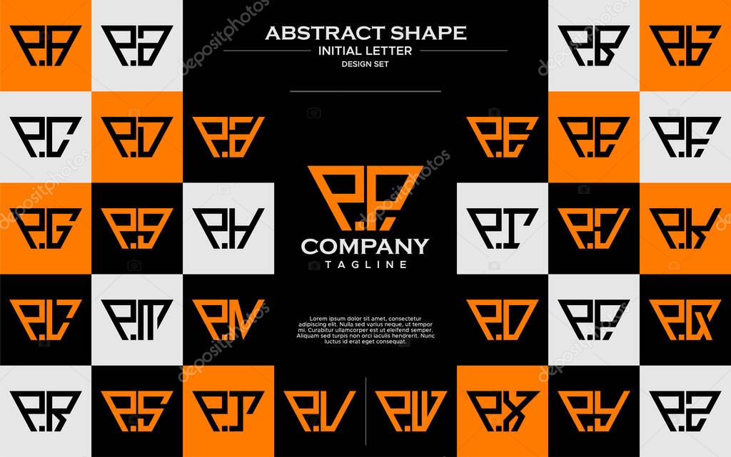 Set of simple trapezoid shape letter P PP logo design