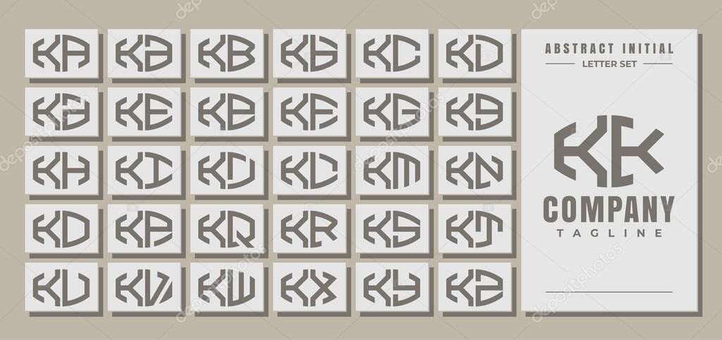 Minimalist line curve abstract letter K KK logo design set