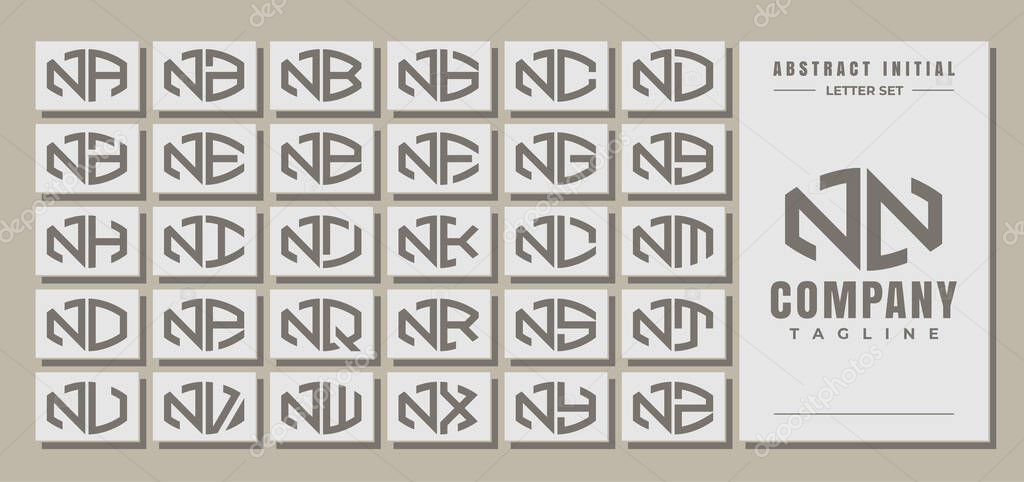 Minimalist line curve abstract letter N NN logo design set