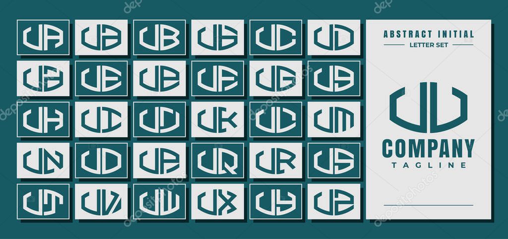 Abstract curve shape initial U UU letter logo design bundle
