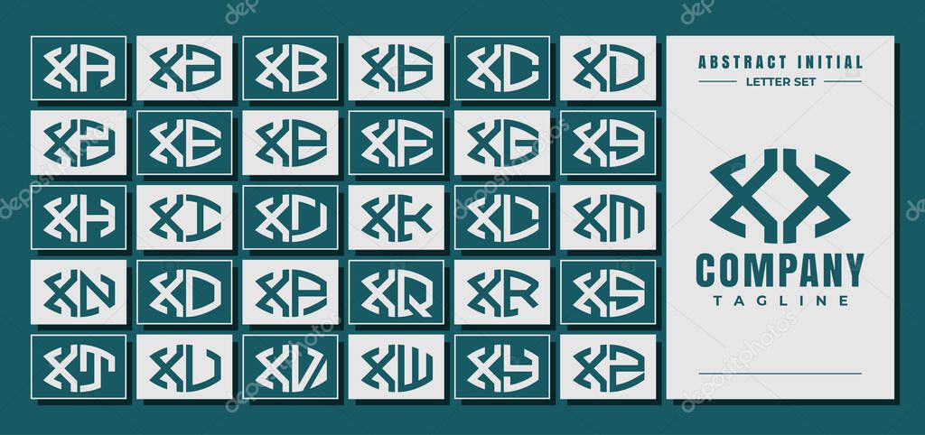Abstract curve shape initial X XX letter logo design bundle