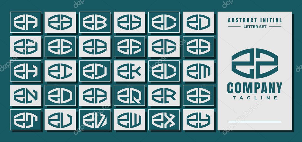 Abstract curve shape initial Z ZZ letter logo design bundle