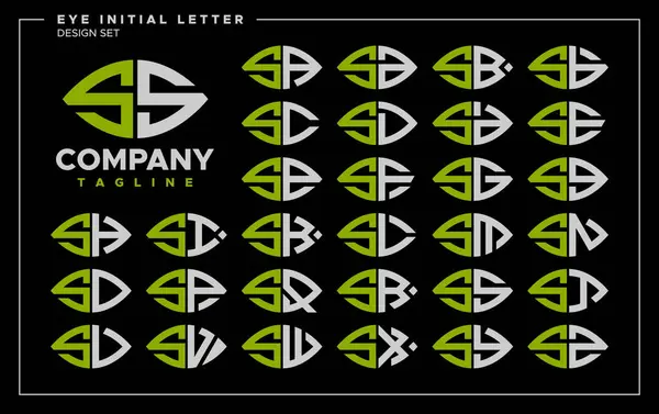 stock vector Bundle of line abstract eye or leaf letter S SS logo design