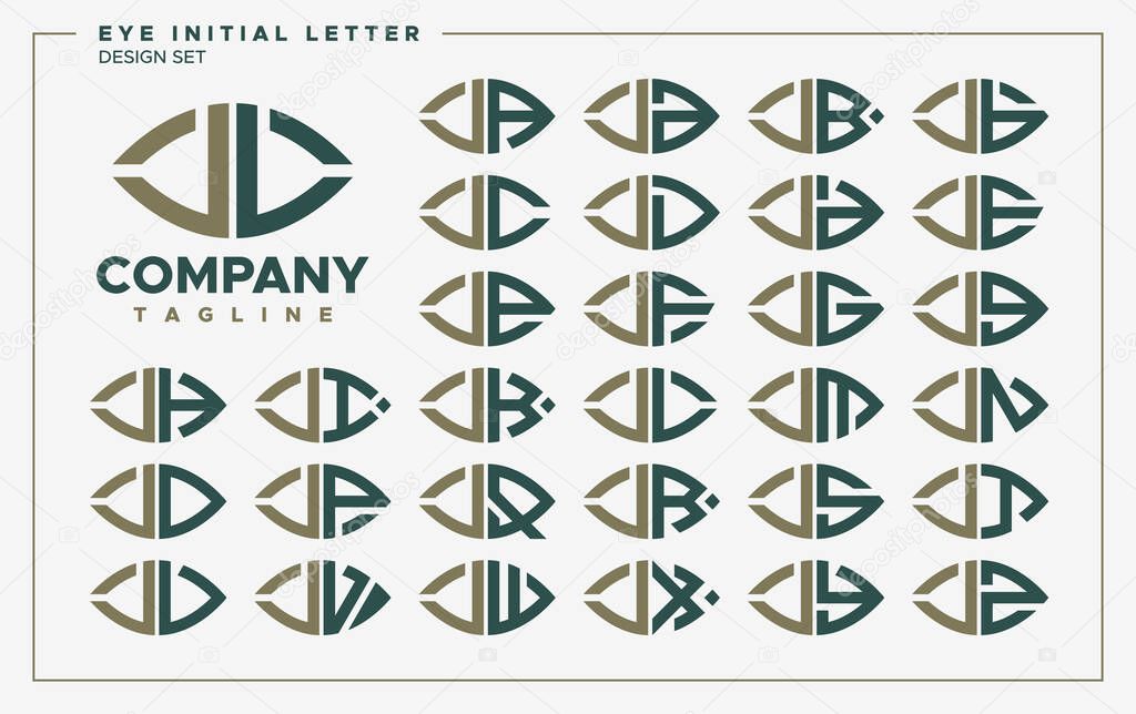 Luxury eye or leaf shape letter J JL logo design set