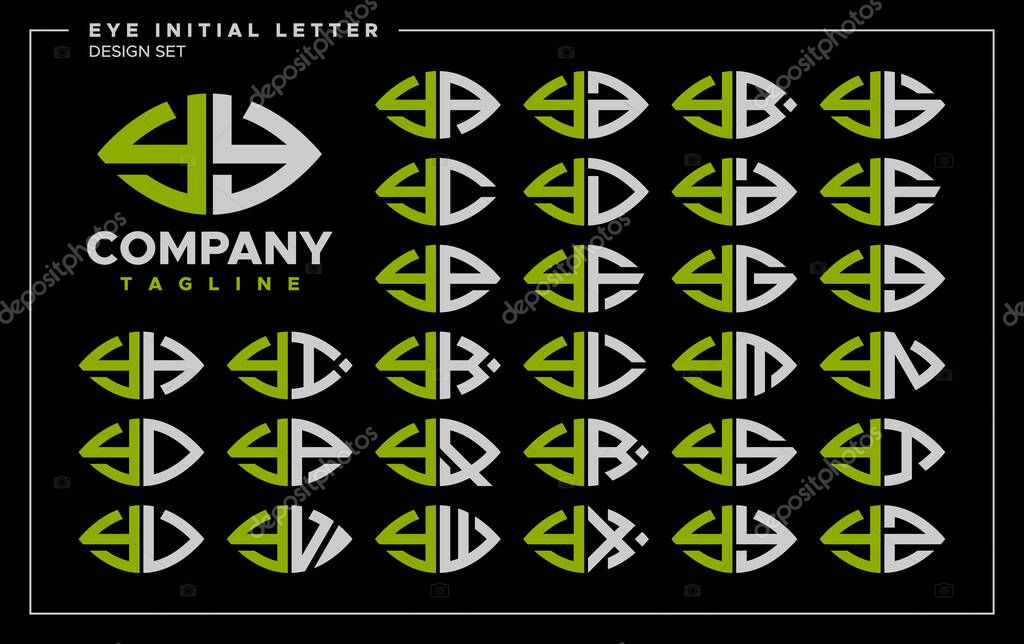 Bundle of line abstract eye or leaf letter Y YY logo design