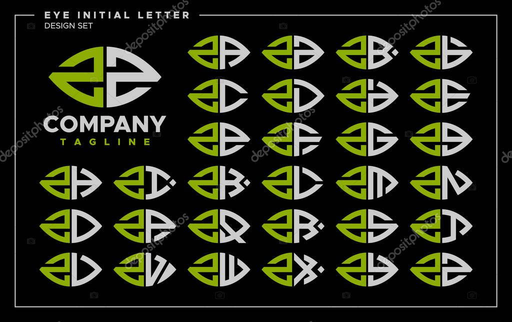 Bundle of line abstract eye or leaf letter Z ZZ logo design