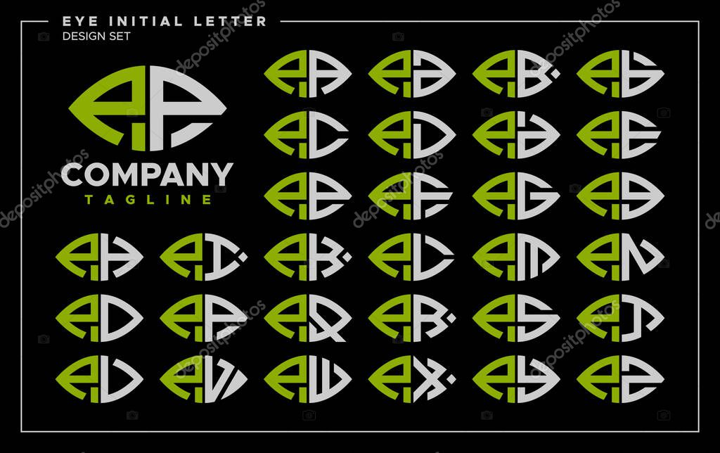 Bundle of line abstract eye or leaf letter P PP logo design