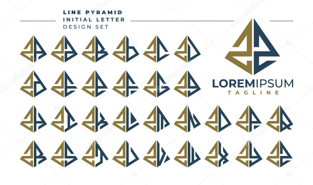 Set of geometric pyramid letter Z ZZ logo design