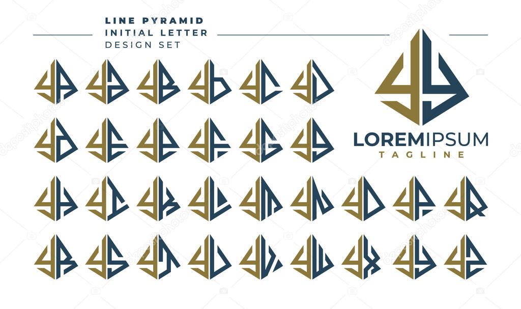 Set of geometric pyramid letter Y YY logo design