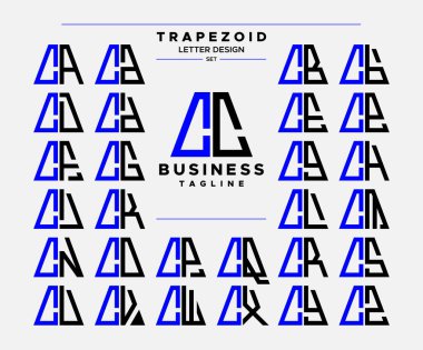 Modern çizgi soyut trapezoid harf C CC logo tasarımı seti