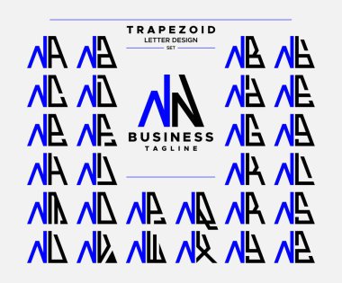 Modern satır soyut trapezoid harf N NN logo dizayn seti
