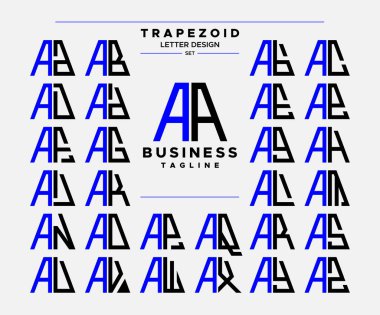 Modern satır soyut trapezoid harf A AA logo tasarımı seti