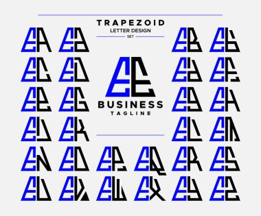 Modern satır soyut trapezoid harf E EE logo dizayn seti
