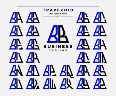Modern satır soyut trapezoid harf B BB logo dizayn seti