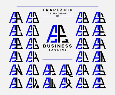 Modern satır soyut trapezoid harf F FF logo dizayn seti
