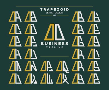 Geometrik trapezoid şekilli harf seti O OO logosu, 0 numara 00 tasarım