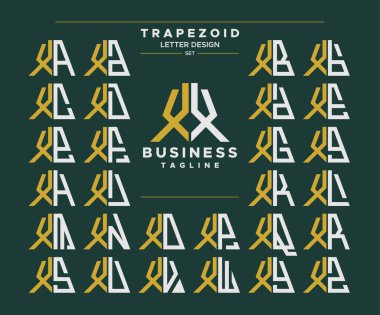 Geometrik trapezoid şekil harfi X XX logo tasarımı