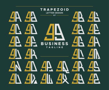 Geometrik trapezoid seti küçük harf G GG logosu, 9 numara 99 tasarım