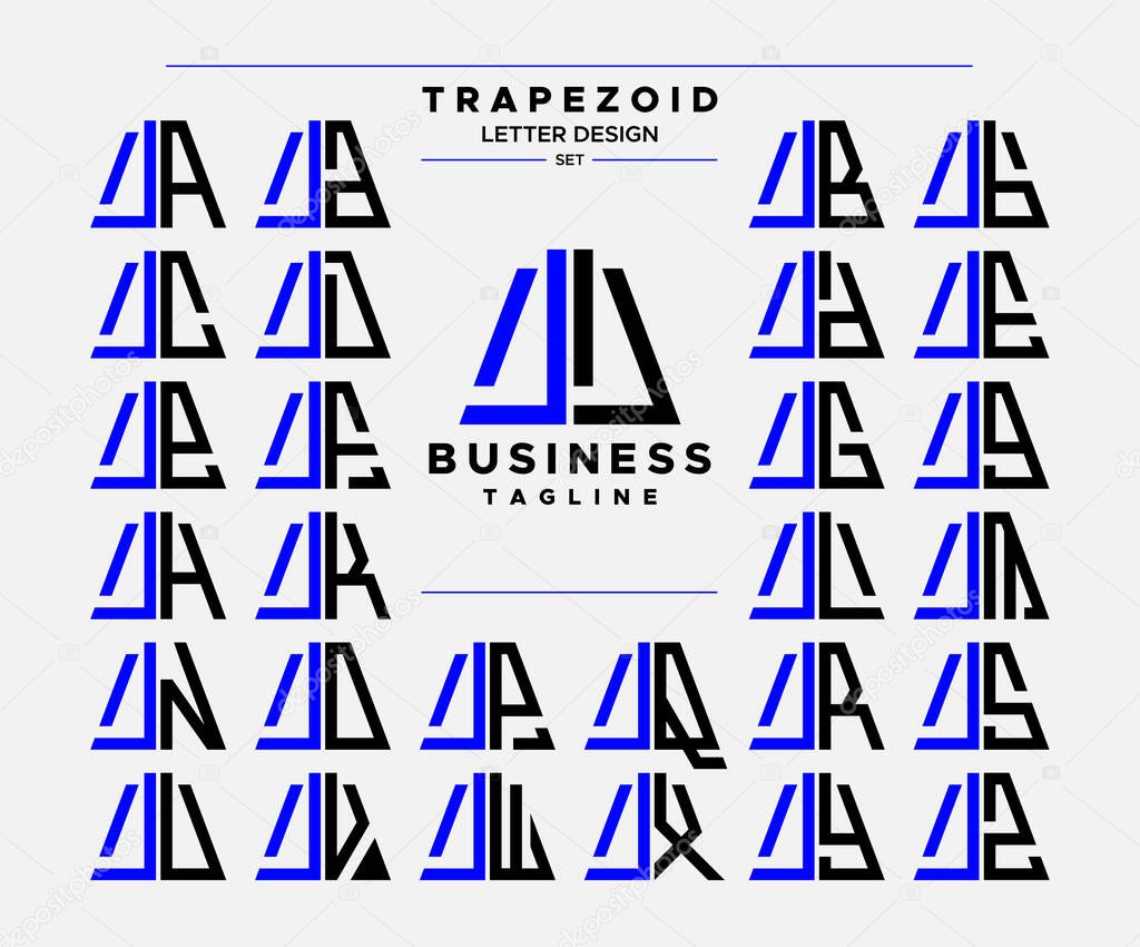 Modern line abstract trapezoid letter J JJ logo design set