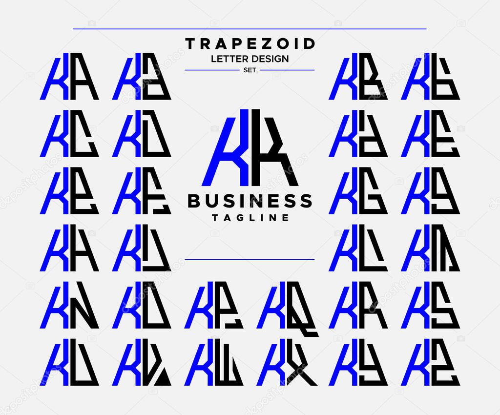 Modern line abstract trapezoid letter K KK logo design set