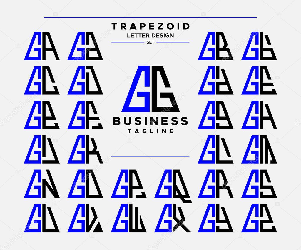 Modern line abstract trapezoid letter G GG logo design set