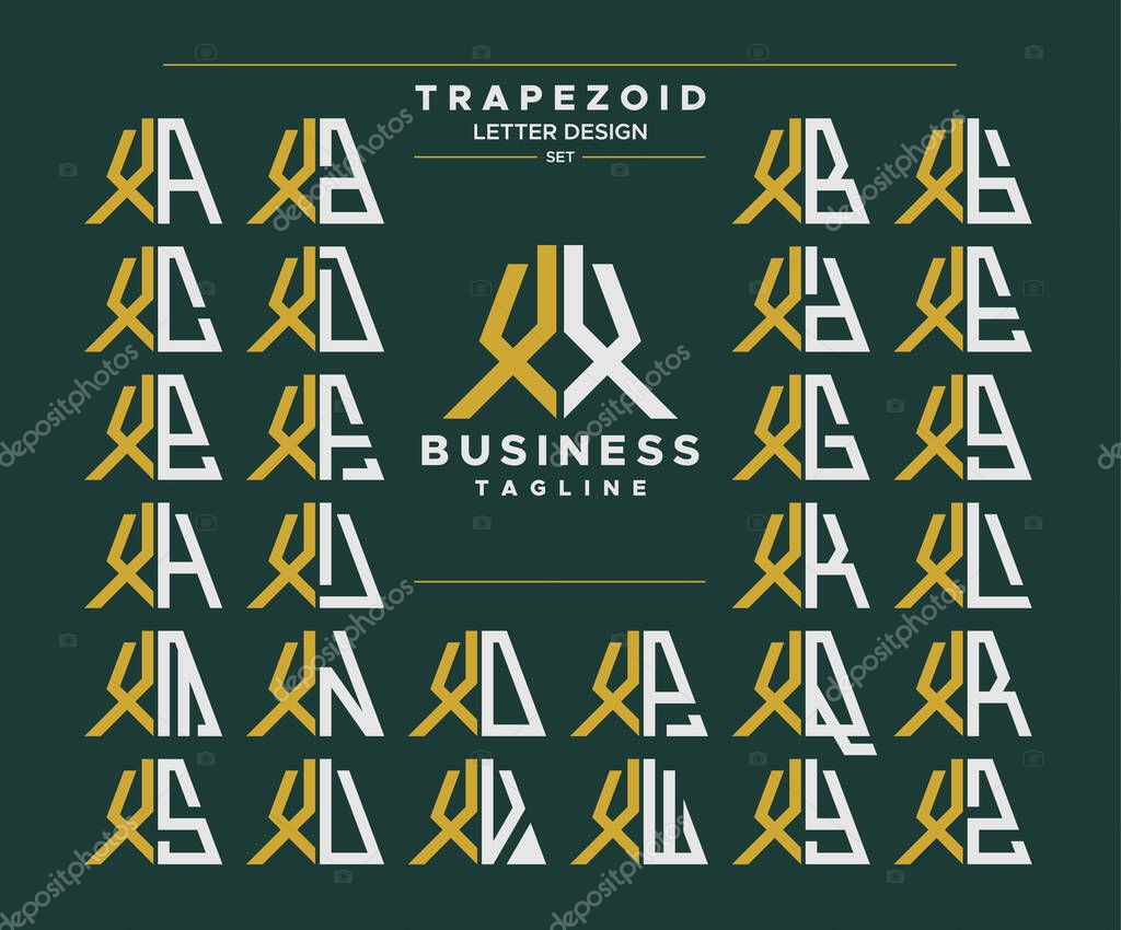 Set of geometric trapezoid shape letter X XX logo design