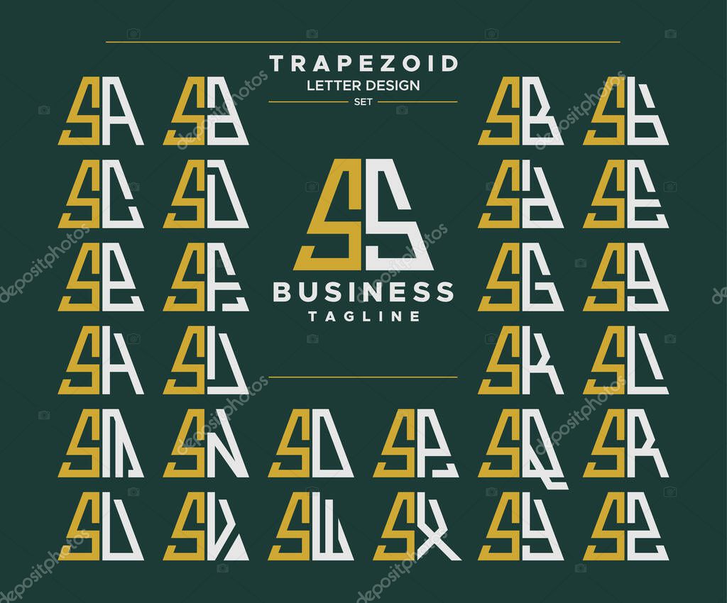 Set of geometric trapezoid shape letter S SS logo design