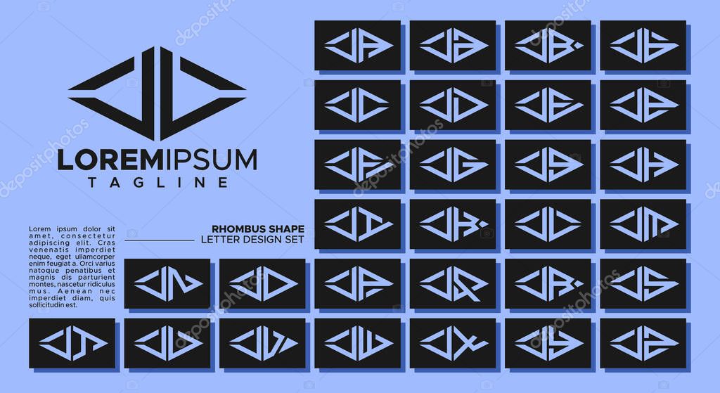 Bundle of geometric line rhombus letter J JL logo design