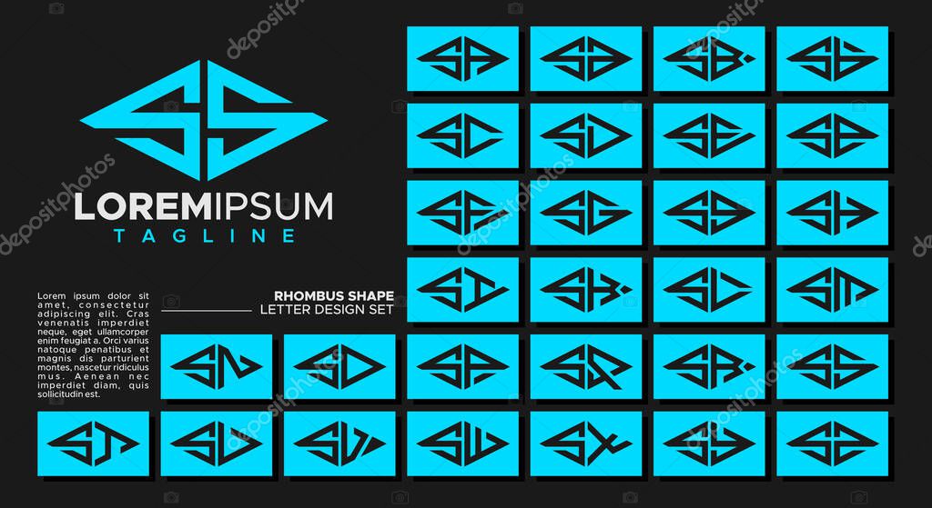Bundle of geometric line rhombus letter S SS logo design