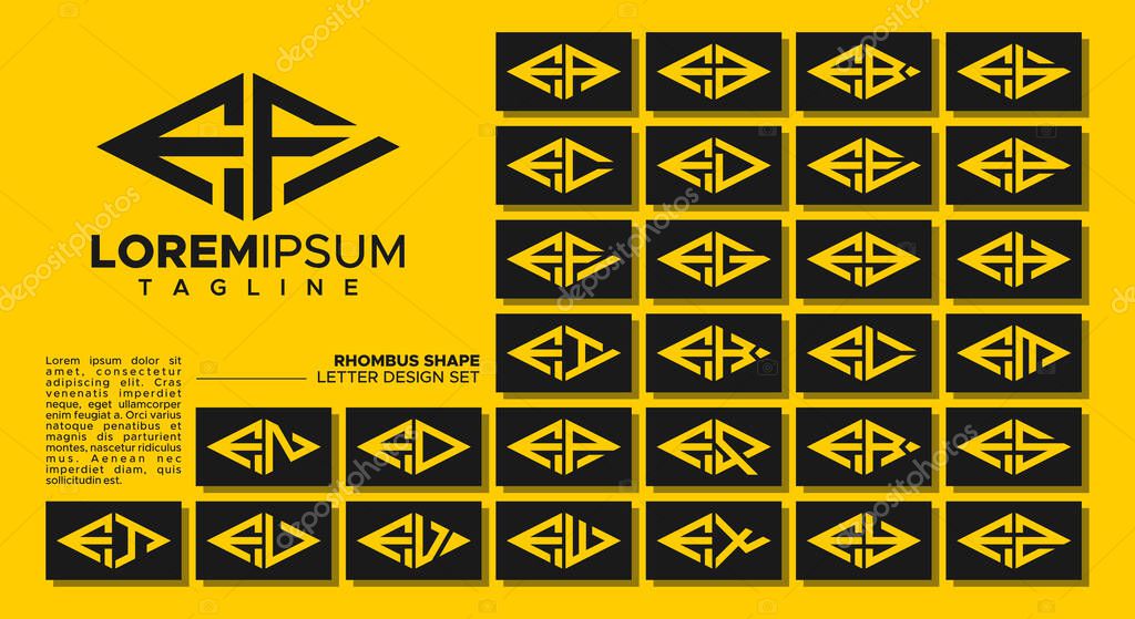 Bundle of geometric line rhombus letter F FF logo design