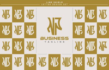 Modern hat güvenlik kalkanı N NN logo tasarımı seti