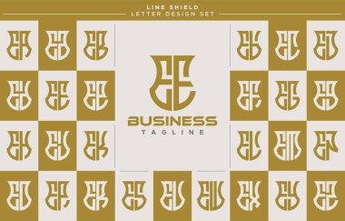 Modern hat güvenlik kalkanı E EE logo tasarımı seti