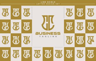 Modern hat güvenlik kalkanı C CC logo tasarımı seti