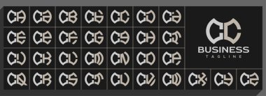 Set of modern line abstract letter C CC logo design clipart