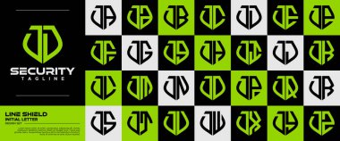 Modern düz çizgi güvenlik kalkanı D DD logosu seti