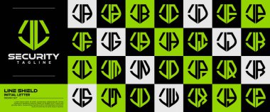 Modern düz çizgi güvenlik kalkanı J JL logosu seti