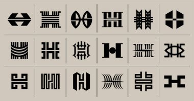 Hat özeti ilk H harfi logo şablonu seti