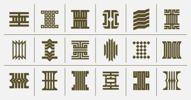 Satır soyut şirket harfi I logo markalaşma seti