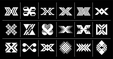 Lüks modern soyut harf X logo tasarımı seti