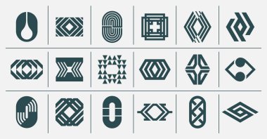 Düz çizgi soyut harf O logosu, 0 numaralı tasarım seti