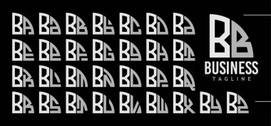 Simple line quadrant circle letter B BB logo design bundle clipart