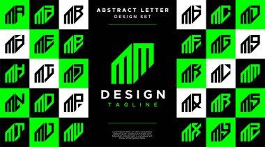 Modern sharp line abstract letter M MM logo bundle clipart
