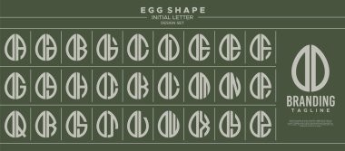Collection of food egg shape letter O OO logo, number 0 00 design clipart