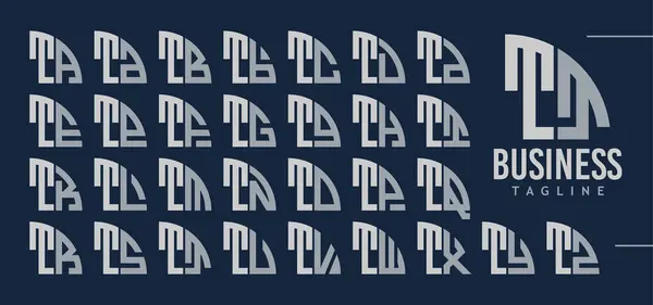 stock vector Bundle of abstract quarter circle letter T TT logo design