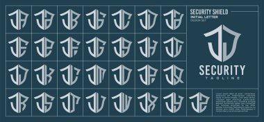 Hat güvenlik kalkanı harfi J J logo tasarımı seti